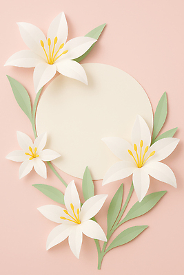 JPG 편집이미지 디자인 꽃 분홍색 백그라운드 장식 인테리어 백합 수공예 뷰티풀 종이꽃 핸드메이드 편집실사 AI포토 AI콘텐츠 식물 컬러 공예 CG 파일형식