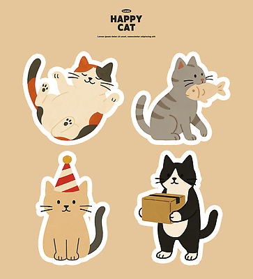 PSD 동물 캐릭터 디자인 포즈 스티커 일러스트 모션 선물 장식 반려동물 귀여움 고양이 표현 즐거움 그림 작품 개성 국내일러스트 일러캐릭터 감정 컨셉 포유류 미술 파일형식