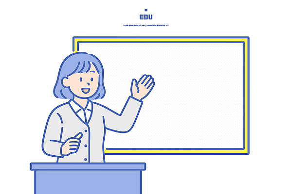 학생 여자 교육 일러스트 교실 커뮤니케이션 아이디어 설명 학습 강사 칠판 교양 정보 발표 강의 강의실 연습 상호작용 국내일러스트 AI파일 직업 컨셉 학교 모션 사람 공간 파일형식 벡터