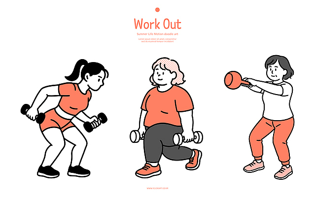 여자 다이어트 일러스트 건강 여름 운동복 운동 헬스 힘 아령 헬스장 몸무게 웨이트트레이닝 연습 일과 근력 일러캐릭터 AI파일 캐릭터 옷 계절 사람 파일형식 벡터