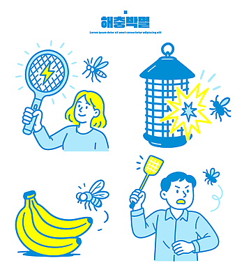 디자인 여자 남자 일러스트 가족 바나나 실내 안전 야외 여름 장난감 환경 도구 해충 벌레 생태계 퇴치 모기채 국내일러스트 AI파일 계절 곤충 컨셉 과일 관계 사람 내부 파일형식 벡터