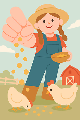 동물 모자 그릇 포즈 밭 농업 일러스트 자연 작업복 소녀 일상 농장 농사 시골 닭 먹이 즐거움 친환경 국내일러스트 AI파일 식기 잡화 옷 여자 감정 산업 어린이 조류 라이프 환경 생태계 파일형식 벡터