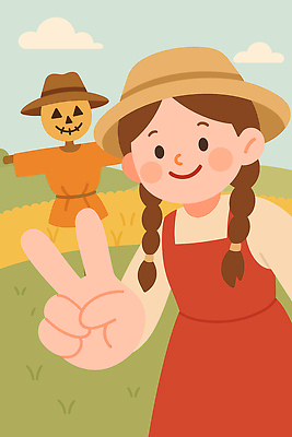 전통 헤어스타일 행복 백그라운드 일러스트 장난 자연 웃음 풍경 손짓 소녀 초원 농작물 농장 평화 가을 아기 즐거움 허수아비 국내일러스트 AI파일 계절 여자 감정 어린이 컨셉 농업 모션 표정 사람 생태계 파일형식 벡터