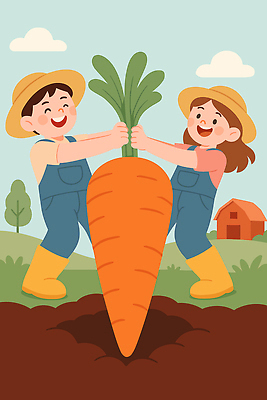 행복 밭 농업 채소 일러스트 자연 협력 옥수수 웃음 풍경 여름 농작물 농장 농사 당근 수확 아기 체험 농부 소통 국내일러스트 AI파일 직업 계절 감정 산업 컨셉 곡류 뿌리채소 표정 사람 생태계 파일형식 벡터