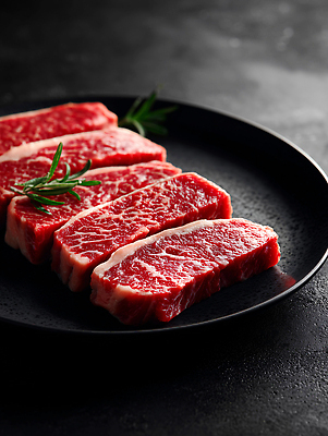 JPG 편집이미지 접시 음식 조명 육류 요리 식사 소고기 신선 고급 맛 허브 바쁨 한우 편집실사 AI포토 AI콘텐츠 식물 식기 컨셉 식재료 CG 파일형식