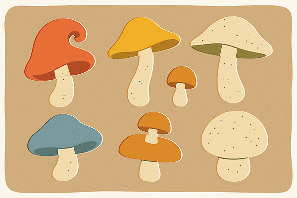 모양 식물 디자인 예술 컬러 백그라운드 패턴 일러스트 자연 버섯 표현 그림 소재 조화 창의성 디지털아트 국내일러스트 AI파일 무늬 생태계 파일형식 벡터