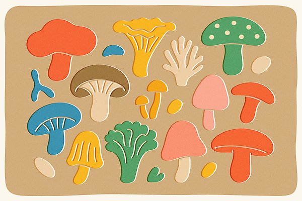 모양 디자인 교육 예술 컬러 조각 백그라운드 일러스트 모션 놀이 실험 버섯 퍼즐 크기 분석 즐거움 일렬 조합 창의력 국내일러스트 AI파일 감정 컨셉 파일형식 벡터