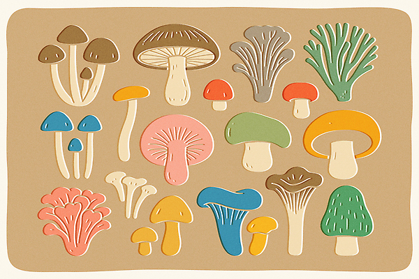 모양 식물 디자인 예술 컬러 일러스트 자연 미술 그래픽 디지털 버섯 원형 조화 색감 창의력 국내일러스트 AI파일 도형 문화예술 생태계 파일형식 벡터