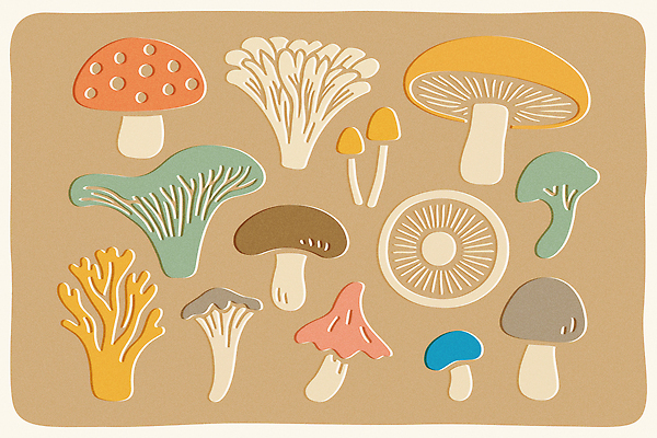 모양 식물 디자인 예술 음식 컬러 일러스트 도안 자연 생명 장식 버섯 신선 편안함 소재 조화 색감 창의성 창작 국내일러스트 AI파일 감각 생태계 파일형식 벡터