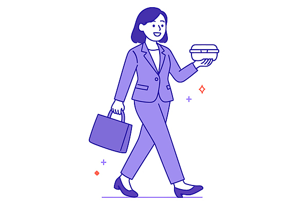 여자 서류가방 일러스트 모션 건강 미소 일상 비즈니스라이프 사무실 걷기 업무 직장인 사무원 도시락 점심 국내일러스트 AI파일 직업 라이프스타일 음식 가방 비즈니스 표정 사람 라이프 작업 파일형식 벡터