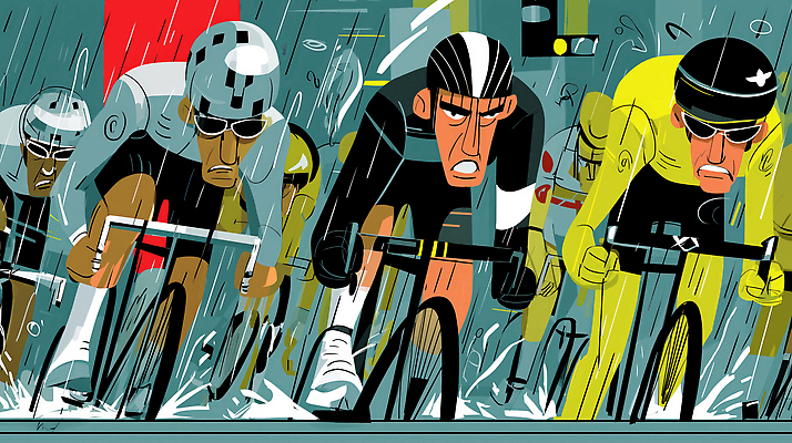 JPG 남자 도로 스포츠 일러스트 협력 운동선수 기술 경기 운동 자전거 경쟁 물방울 비석 연습 속도 땀 우비 마라톤 국내일러스트 AI일러스트 AI콘텐츠 옷 길 컨셉 교통시설 건강 사람 바이크 육상스포츠 파일형식