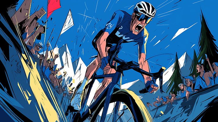 JPG 스포츠 포즈 일러스트 응원 자연 하늘 산 풍경 경기 자전거 경쟁 에너지 군중 속도 열정 라이더 페달 국내일러스트 AI일러스트 AI콘텐츠 감정 컨셉 사람 바이크 생태계 파일형식