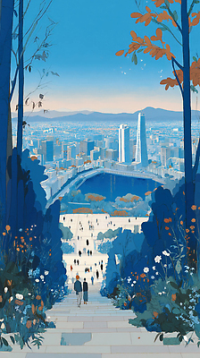 JPG 나무 식물 예술 여행 일러스트 자연 하늘 거리 풍경 여러명 건물 일상 파란색 강 계단 봄 산책 도시 풍경화 국내일러스트 AI일러스트 AI콘텐츠 건축물 계절 컬러 다수 휴식 사람 라이프 그림 생태계 파일형식