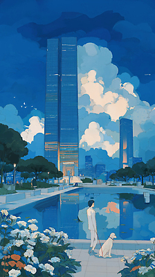 JPG 나무 구름 공원 꽃 여유 일러스트 자연 하늘 사람 풍경 건물 일상 여름 반사 평화 고층빌딩 산책 도시 시세 개 오후 국내일러스트 AI일러스트 AI콘텐츠 자연요소 식물 건축물 계절 공공시설 감정 컨셉 포유류 휴식 빌딩 라이프 금융 생태계 파일형식