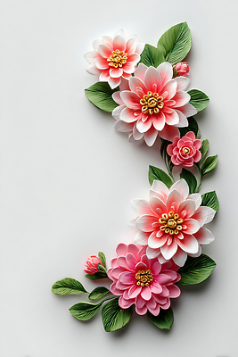 JPG 편집이미지 디자인 꽃잎 꽃 예술 분홍색 잎 자연 장식 흰색 조화 뷰티풀 편집실사 AI포토 AI콘텐츠 식물 컬러 CG 생태계 파일형식