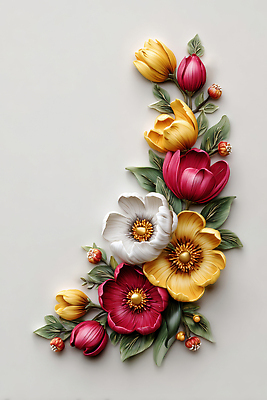 JPG 식물 편집이미지 디자인 꽃 예술 컬러 조각 백그라운드 거실 벽면 장식 화려 조화 뷰티풀 편집실사 AI포토 AI콘텐츠 벽 컨셉 CG 파일형식