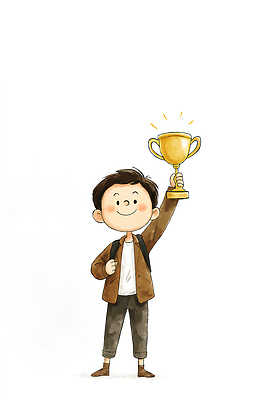 JPG 행복 어린이 스포츠 상징 일러스트 학교 성공 미소 소년 친구 소풍 경쟁 기쁨 꿈 금색 축하 우승 목표 트로피 국내일러스트 AI일러스트 AI콘텐츠 교육 남자 감정 컬러 컨셉 관계 표정 사람 야외활동 최고 상_우승 파일형식