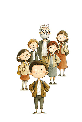 JPG 여자 노년 남자 행복 감정 어린이 일러스트 가족 청소년 함께함 따뜻함 사랑 미소 여러명 모임 연령 즐거움 소통 순간 유대감 국내일러스트 AI일러스트 AI콘텐츠 다수 컨셉 관계 표정 사람 성인 파일형식