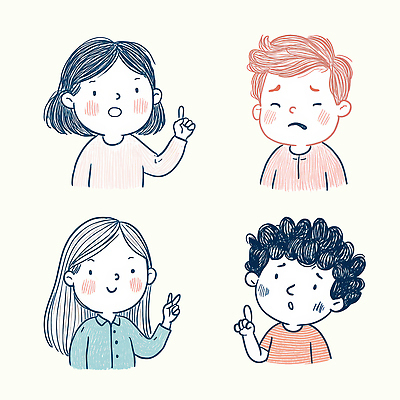 PSD 행복 감정 얼굴 어린이 일러스트 손가락 표정 이야기 대화 사람 슬픔 표현 체험 원형 즐거움 소통 대답 일러캐릭터 도형 캐릭터 손 컨셉 말하기 신체부위 파일형식