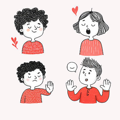 PSD 캐릭터 감정 어린이 예술 일러스트 대화 사랑 웃음 일상 기쁨 슬픔 표현 그리기 놀이터 거절 즐거움 소통 상상력 창의력 일러캐릭터 컨셉 모션 놀이 표정 말하기 사람 라이프 파일형식