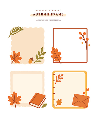 손글씨 디자인 계절 컬러 백그라운드 일러스트 자연 수채화 프레임 따뜻함 장식 다양 가을 편지 문서 창의성 활용 국내일러스트 AI파일 카드프레임 다수 컨셉 생태계 파일형식 벡터