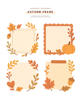 디자인 계절 예술 백그라운드 일러스트 자연 호박 나뭇잎 프레임 선물 장식 사각형 공간 가을 원형 편안함 그림 색감 창작 국내일러스트 AI파일 도형 잎 채소 감각 생태계 파일형식 벡터