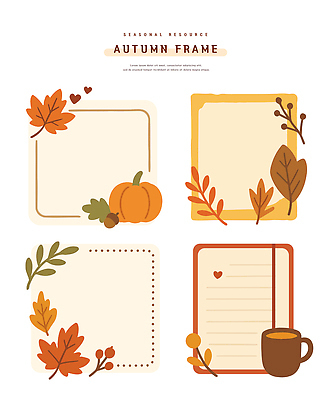 손글씨 디자인 계절 컬러 백그라운드 낙엽 일러스트 도안 자연 호박 프레임 따뜻함 장식 가을 메모지 그림 수공예 창의력 테마 국내일러스트 AI파일 잎 채소 사무용품 공예 생태계 파일형식 벡터