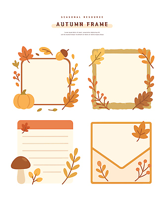 모양 손글씨 디자인 계절 컬러 백그라운드 잎 패턴 일러스트 자연 호박 프레임 따뜻함 장식 버섯 가을 배열 그림 자원 창작 국내일러스트 AI파일 식물 무늬 채소 생태계 파일형식 벡터