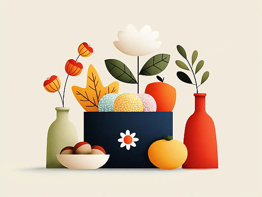 JPG 모양 식물 디자인 꽃 예술 컬러 과일 일러스트 자연 탁자 포도 귤 장식 상자 꽃병 분위기 사과 크기 조화 정물화 국내일러스트 AI일러스트 AI콘텐츠 가구 컨셉 그림 생태계 파일형식