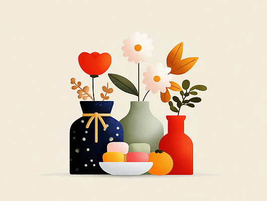 JPG 식물 디자인 꽃 예술 컬러 과일 일러스트 자연 장식 인테리어 장난감 꽃병 공간 배열 오브젝트 화사함 감성 조화 뷰티풀 창의성 스타일 국내일러스트 AI일러스트 AI콘텐츠 컨셉 생태계 파일형식