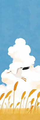 JPG 구름 농업 일러스트 자연 조류 하늘 날씨 풍경 초원 파란색 농작물 환경 시골 비행 황금 과수원 백로 생태계 역동적 국내일러스트 AI일러스트 AI콘텐츠 자연요소 동물 산업 컬러 컨셉 파일형식