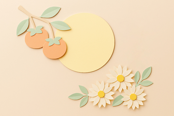 JPG 편집이미지 꽃 예술 컬러 과일 휴식 장식 여름 추석 주황색 페이퍼아트 배열 기분전환 조화 수공예 아기자기 편집실사 AI포토 AI콘텐츠 식물 계절 명절 컨셉 공예 CG 파일형식