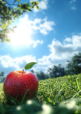 JPG 식물 편집이미지 과일 자연 하늘 건강 풍경 초원 초록색 여름 농작물 태양 농장 신선 달콤 사과 편집실사 AI컴퓨터그래픽 AI콘텐츠 자연요소 계절 컬러 농업 맛 CG 생태계 파일형식