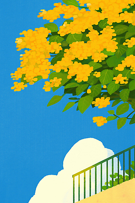 JPG 나무 꽃잎 꽃 일러스트 자연 하늘 나뭇잎 아파트 풍경 일상 여름 파란색 햇빛 노란색 평화 환경 발코니 기분전환 뷰티풀 싱그러움 국내일러스트 AI일러스트 AI콘텐츠 식물 계절 컬러 컨셉 잎 주택 라이프 태양 생태계 파일형식