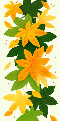 JPG 식물 디자인 계절 여유 단풍 낙엽 잎 패턴 일러스트 자연 생명 풍경 초록색 노란색 흐름 가을 변화 생태계 뷰티풀 국내일러스트 AI일러스트 AI콘텐츠 감정 컬러 컨셉 무늬 파일형식