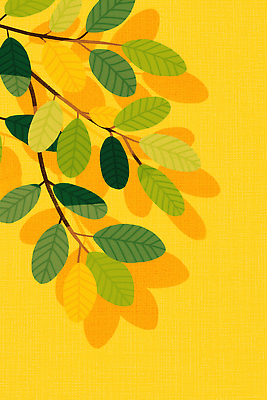 JPG 식물 디자인 계절 예술 컬러 백그라운드 잎 패턴 일러스트 자연 장식 초록색 노란색 가을 그림 조화 노란배경 뷰티풀 국내일러스트 AI일러스트 AI콘텐츠 무늬 생태계 파일형식