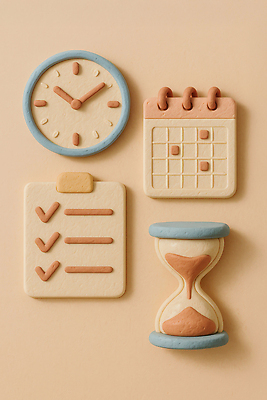 JPG 편집이미지 디자인 시계 관리 세트 3D 달력 도구 시간 조직 계획 모래시계 작품 체크리스트 편집3D AI컴퓨터그래픽 AI콘텐츠 모래 컨셉 미술 디지털합성 파일형식