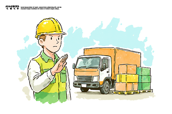 PSD 남자 건축 컬러 일러스트 포장 모션 안내 직장 상자 건설현장 트럭 화물 운송업 작업 운반 구조물 안전모 오브젝트 물류 작업자 국내일러스트 산업 회사 자동차 건설업 사람 헬멧 안전장비 파일형식