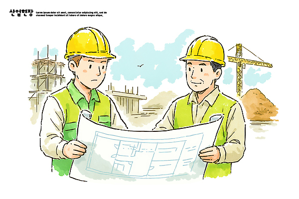 PSD 남자 건축 산업 일러스트 모션 협력 설계 건설업 기술 대화 구조물 안전모 토론 기중기 자재 청사진 시공 작업자 국내일러스트 계획서 컨셉 말하기 사람 중장비 헬멧 안전장비 문서 파일형식
