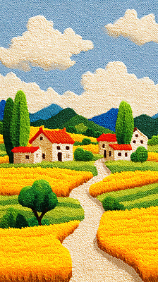 JPG 나무 구름 편집이미지 자연 하늘 산 주택 풍경 초원 여름 평화 고요 금색 농촌 시골 풍요 이미지편집 AI포토 AI콘텐츠 자연요소 식물 계절 컬러 컨셉 건물 생태계 파일형식