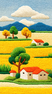 JPG 나무 구름 편집이미지 전통 계절 자연 하늘 주택 풍경 초원 사람없음 노란색 평화 농촌 목가 이미지편집 AI포토 AI콘텐츠 자연요소 식물 컬러 컨셉 건물 시골 생태계 파일형식