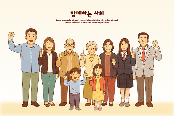 PSD 행복 어린이 일러스트 가족 협력 사랑 웃음 성인 축제 기쁨 모임 화합 친목 공동체 손흔들기 참여 국내일러스트 감정 관계 모션 표정 사람 파일형식