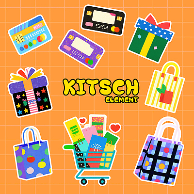 PSD 디자인 컬러 백그라운드 패턴 일러스트 선물 그래픽 쇼핑 쇼핑백 주황색 소비 상품 오브젝트 그림 감성 개성 키치 국내일러스트 카드프레임 컨셉 무늬 가방 프레임 파일형식