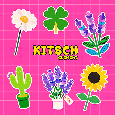 PSD 식물 디자인 꽃 예술 분홍색 컬러 백그라운드 일러스트 자연 선인장 형상 그래픽 장식 귀여움 원예 라벤더 창의력 지오메트릭 키치 국내일러스트 컨셉 취미 허브 생태계 파일형식