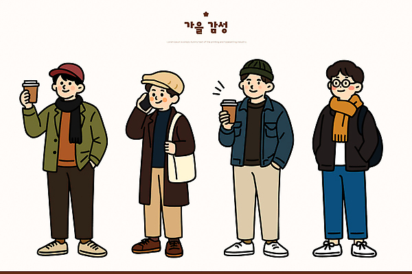 모자 패션 남자 커피 컬러 일러스트 따뜻함 대화 일상 그래픽 캐주얼 외투 가을 도시 분위기 커피잔 코디 손에든 스타일 국내일러스트 AI파일 잡화 옷 계절 음료 컨셉 상의 잔 말하기 사람 라이프 파일형식 벡터
