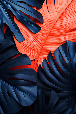 JPG 식물 편집이미지 디자인 예술 컬러 백그라운드 잎 패턴 자연 장식 빨간색 검은색 조화 대칭 편집실사 AI포토 AI콘텐츠 무늬 CG 생태계 파일형식