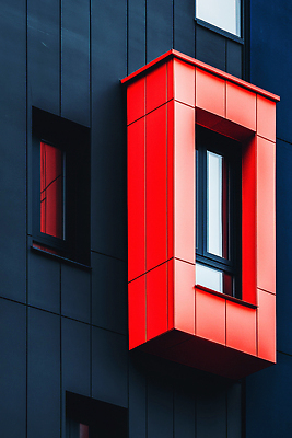 JPG 편집이미지 디자인 외관 건축 컬러 패턴 창문 건물 빨간색 발코니 도시 비교 구조물 모던 창의성 편집실사 AI포토 AI콘텐츠 건축물 컨셉 무늬 CG 파일형식