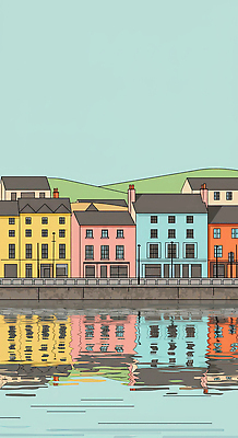 JPG 유럽 예술 컬러 여행 일러스트 자연 하늘 주택 풍경 건물 일상 여름 강 햇빛 반사 평화 시세 수면 국내일러스트 AI일러스트 AI콘텐츠 건축물 계절 나라 컨셉 라이프 물 금융 태양 생태계 파일형식