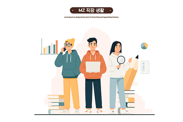 여학생 남학생 일러스트 통계 회의 그래프 협력 아이디어 비즈니스라이프 노트북 카페 도구 업무 발표 사전 소통 창의성 MZ세대 국내일러스트 AI파일 학생 라이프스타일 여자 남자 컨셉 비즈니스 책 전자제품 상점 작업 세대 파일형식 벡터