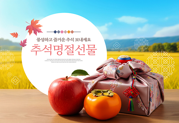 PSD 편집이미지 전통 명절 과일 한국 감 선물 풍경 상자 추석 축제 가을 사과 배열 조화 정성 이미지편집 계절 기념일 아시아 파일형식